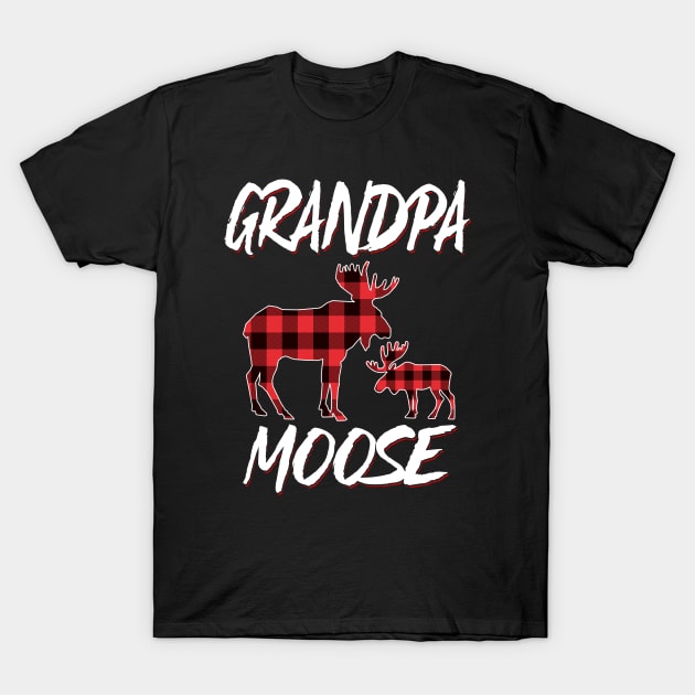 Red Plaid Grandpa Moose Matching Family Pajama Christmas Gift T-Shirt by intelus